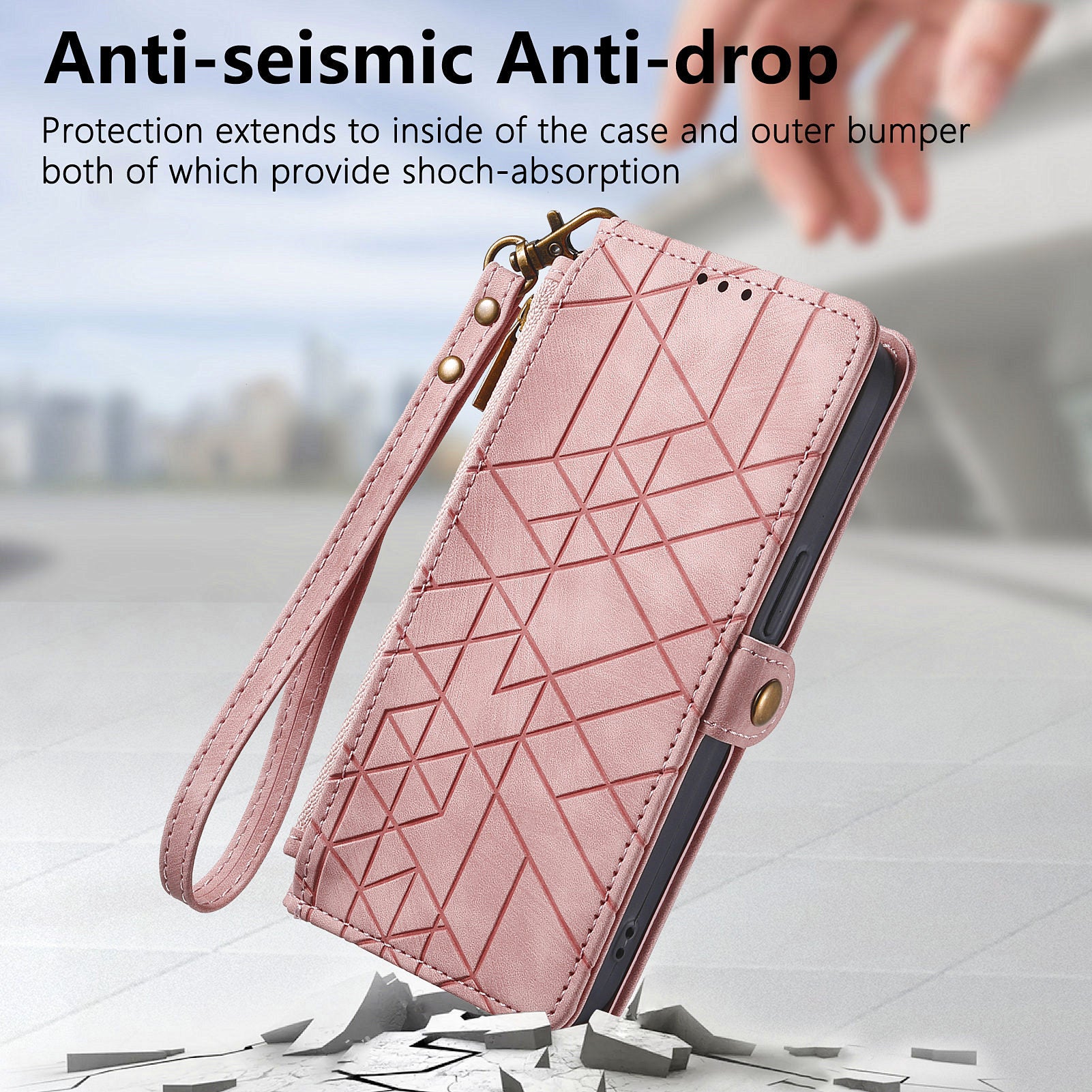 Zipper Pocket Phone Case for Samsung Galaxy S23 Ultra PU Leather Geometry Imprinted Wallet Stand Cover Zipper Pocket Phone Case for Samsung Galaxy S23 Ultra PU Leather Geometry Imprinted Wallet Stand Cover